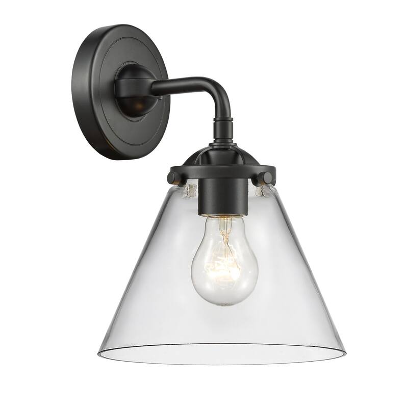 Innovations Lighting Large Cone Single Light 9" Tall Bathroom Sconce - Oil Rubbed Bronze / Clear