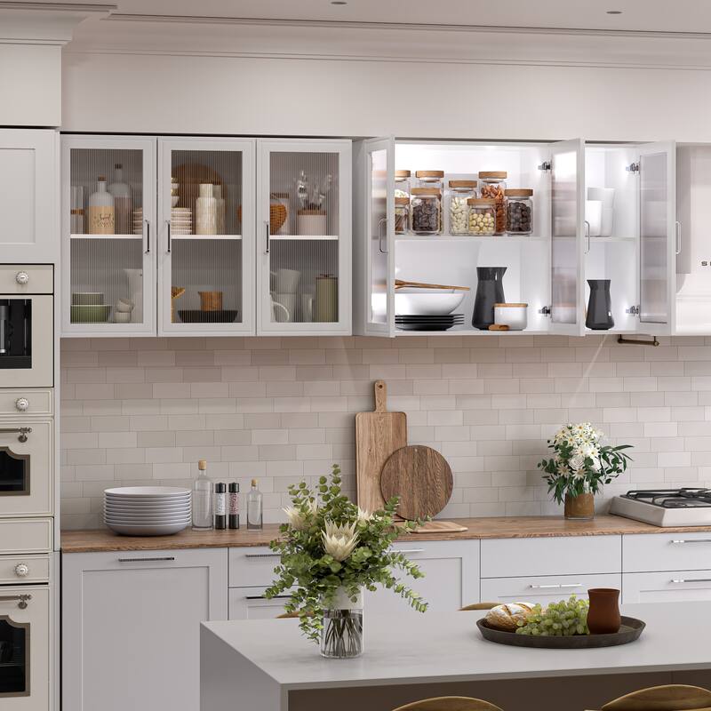 Versatile Wall-Mounted Cabinet with Glass Doors & Storage Shelf