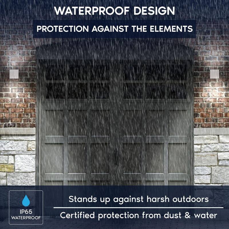 Luxrite Square LED Up and Down Wall Sconce, Metal, 5CCT 2700K-5000K, 15W, 1000LM, IP65 Waterproof, ETL, Brushed Nickel