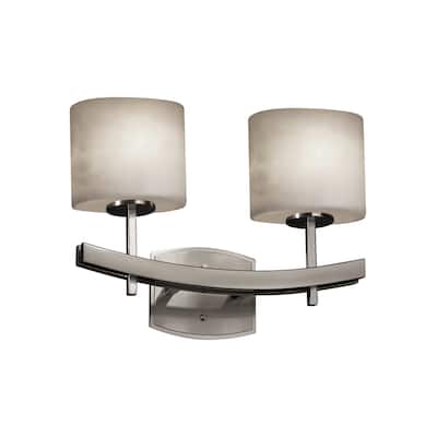 Justice Design Clouds Archway 2-Light Brushed Nickel Bath Bar, Clouds Oval Shade