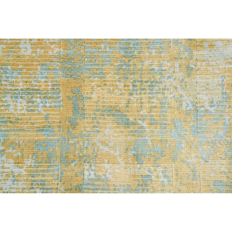 Hand Knotted Oriental Viscose Silk Carpet Modern All-Over Multi-Colored Abstract Area Rug - 5' 9'' X 4' 0''