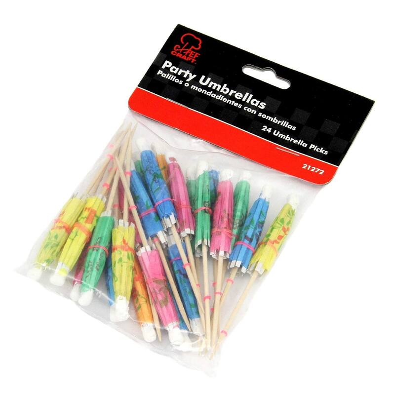 Chef Craft 24pc Party Umbrella Picks - Great for Cocktail Drinks & Appetizers