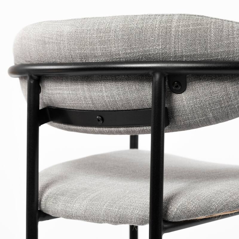 Parker Gray Fabric Seat Black Metal Dining Chair (Set of 2) - 21.6"W x 21.2"D x 28.7"H