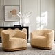 preview thumbnail 20 of 30, Gema Modern 360°Swivel Chenille Ergonomic U-shape Armchair with Solid Wood Legs Set of 2 by HULALA HOME Camel