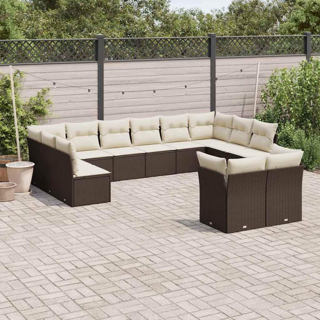 vidaXL Garden Sofa Set Brown PE Rattan Large Modular Garden Sofa Set - 24.4 x 24.4 x 27.2