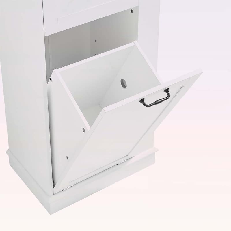 Modern Tall Storage Cabinet - Tilt-Out Compartment,Adjustable Shelves,for Bathroom