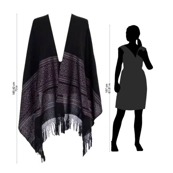 slide 9 of 9, NOVICA Handmade Cotton 'Black Zapotec Treasures' Rebozo Shawl (Mexico)