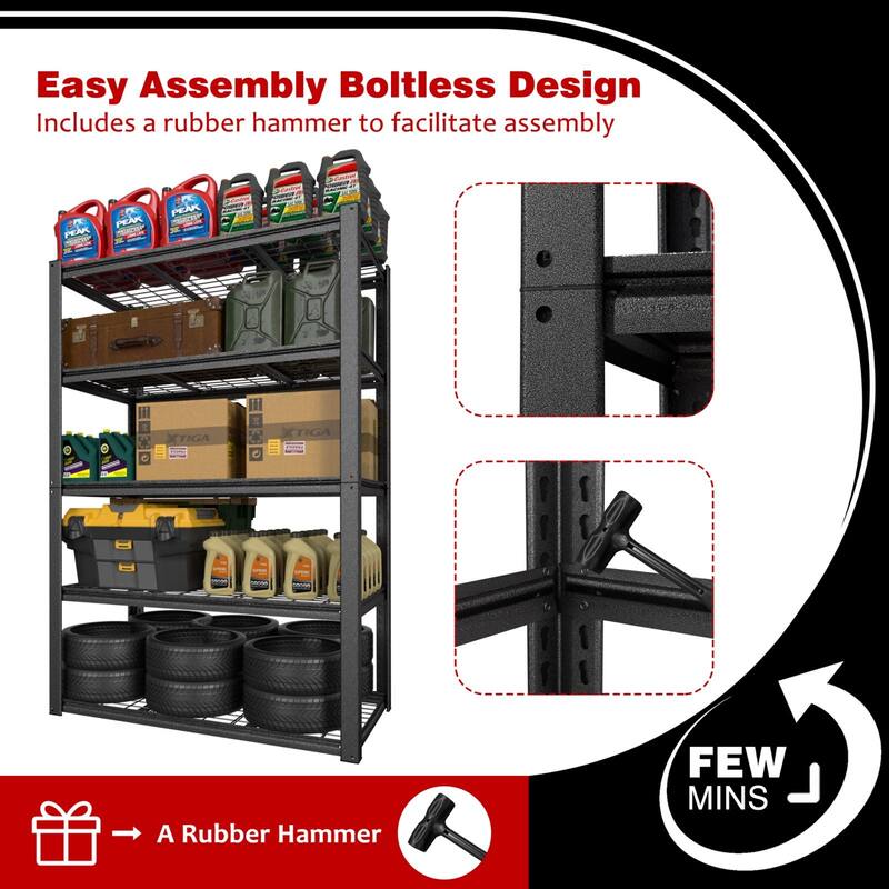 VEIKOUS 5-Tier Heavy Duty Storage Shelf Garage Shelving Unit for Workshop and Warehouse - 24''×48''×72''