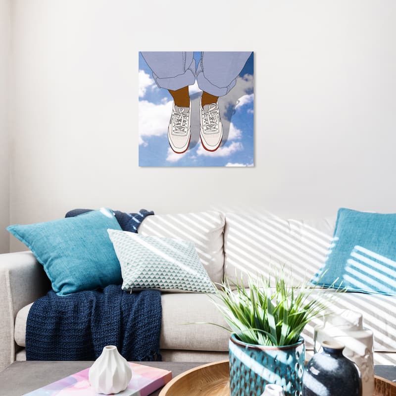 Wynwood Studio Prints Fashion and Glam One More Step Blue and Light Blue Modern & Contemporary Wall Art Canvas Print - 20 x 20