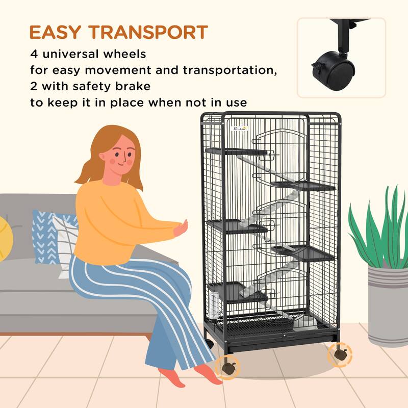PawHut 6 Levels Small Animal Cage for Dwarf Rabbits, Minks, Chinchillas