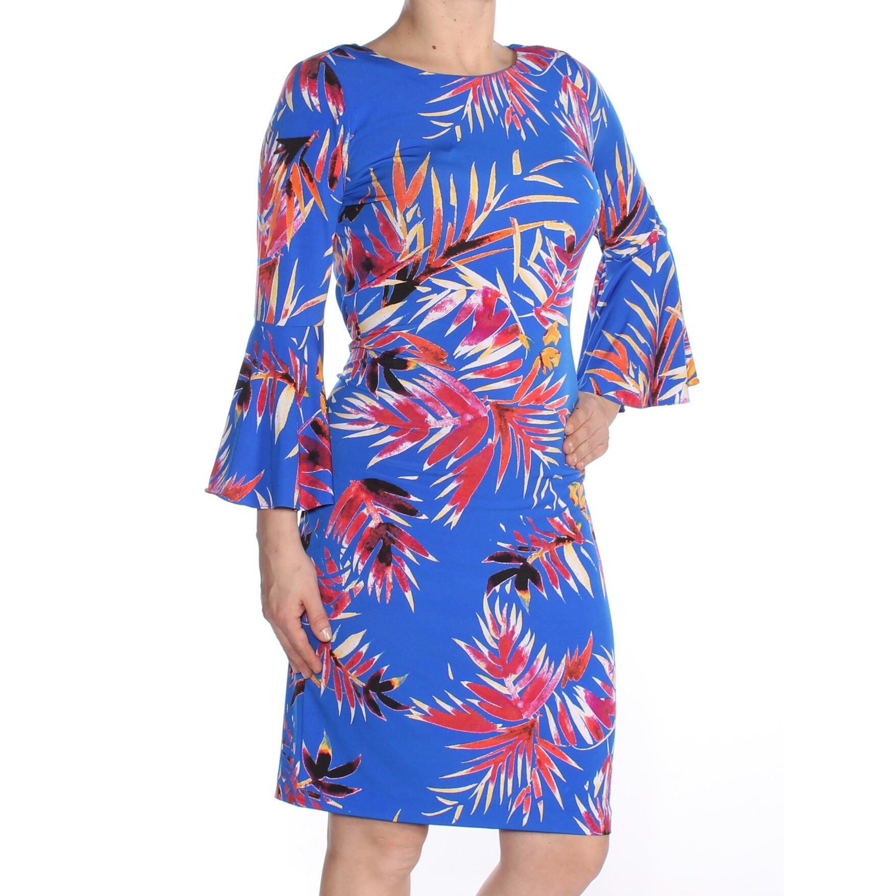 calvin klein bell sleeve dress blue