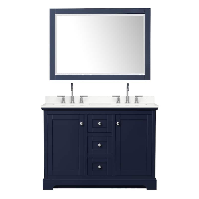 Avery 48-inch Double Vanity, Quartz Top, 46-inch Mirror