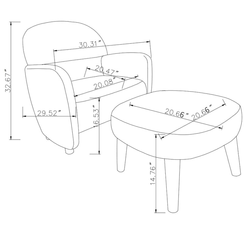 Sofa Chair Leisure Chair with Removable Ottoman, Side Chair Club Chair Upholstered Chair Office Chair