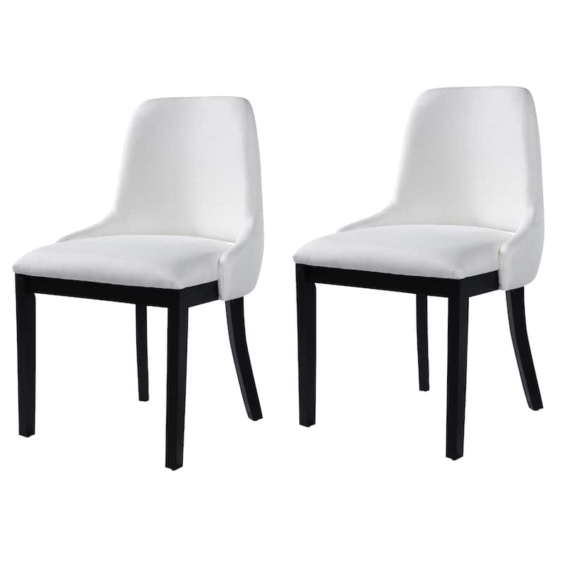 Farmhouse Style Linen Upholstered Dining Chairs with Cutout Backs and Rubberwood Frame, for Dining Rooms, 2-Piece Set