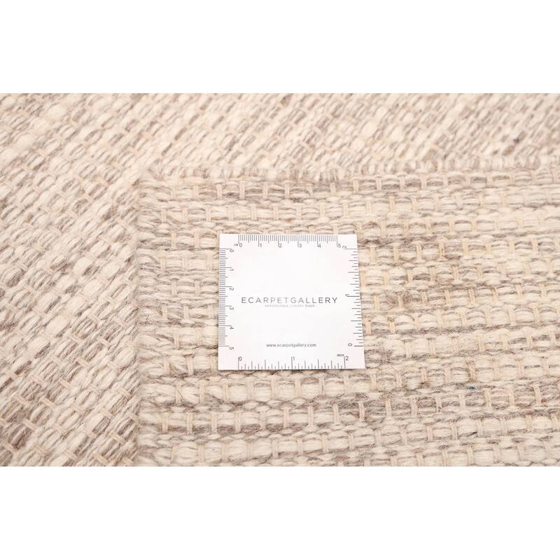 ECARPETGALLERY Braid weave Sienna Ivory Wool Rug - 5'1 x 7'11