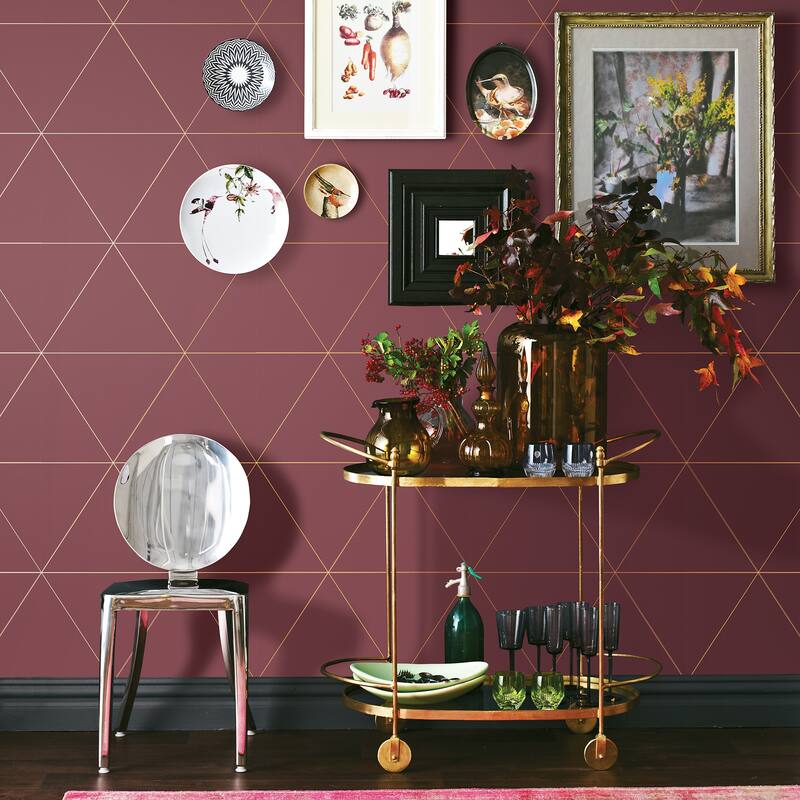 A-Street Prints Twilight Red Geometric Wallpaper