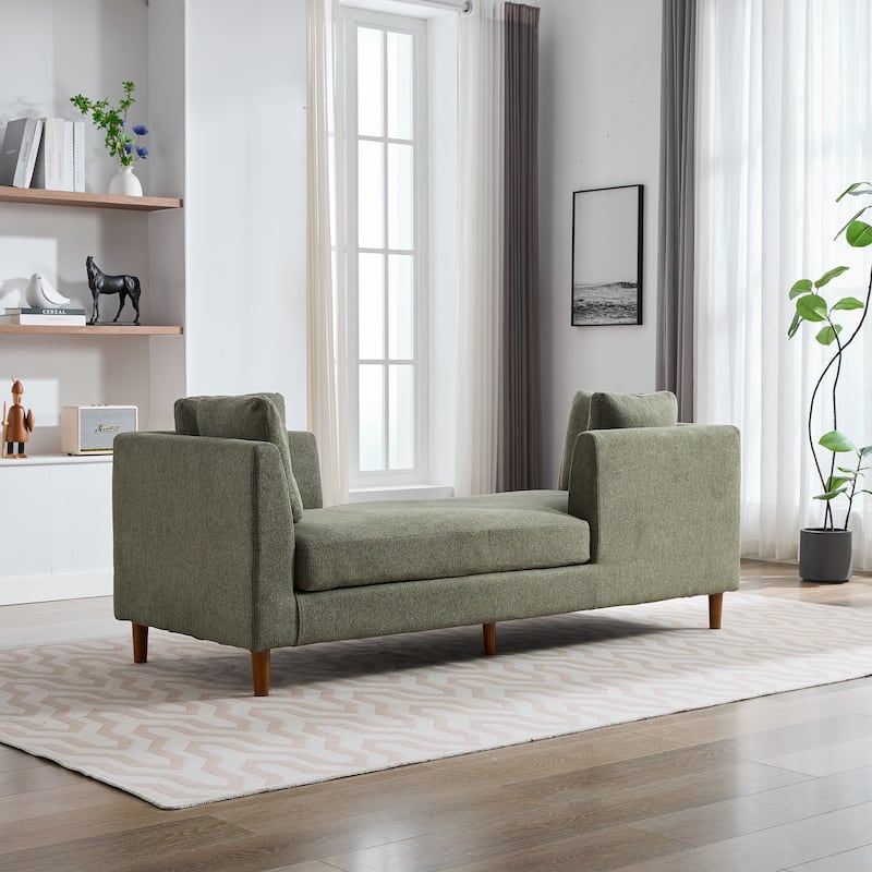 77.95"Wide Modern Double-Sided Upholstered Chaise Lounge Indoor,Chenille Fabric Sleeper Sofa Couch With 4 Throw Pillows