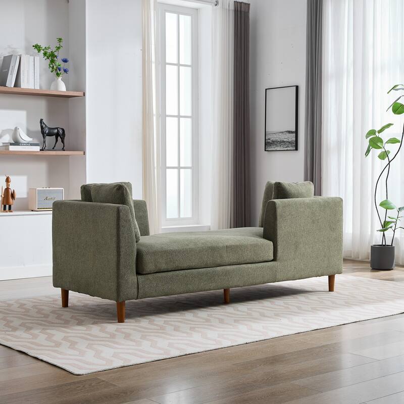77.95'' Wide Modern Double-Sided Upholstered Chaise Lounge Indoor,Chenille Fabric Sleeper Sofa Couch With 4 Throw Pillows