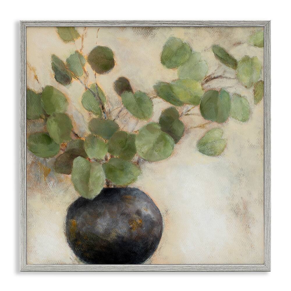 Stupell Green Eucalyptus Leaves Potted Plant Artistic Brushstrokes Framed Wall Art, Design by Lanie Loreth