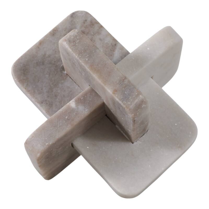 Stone Decorative Object Modern Geometric Sculpture Contemporary Decor - 7" x 7" x 7" - White - 7" x 7" x 7"