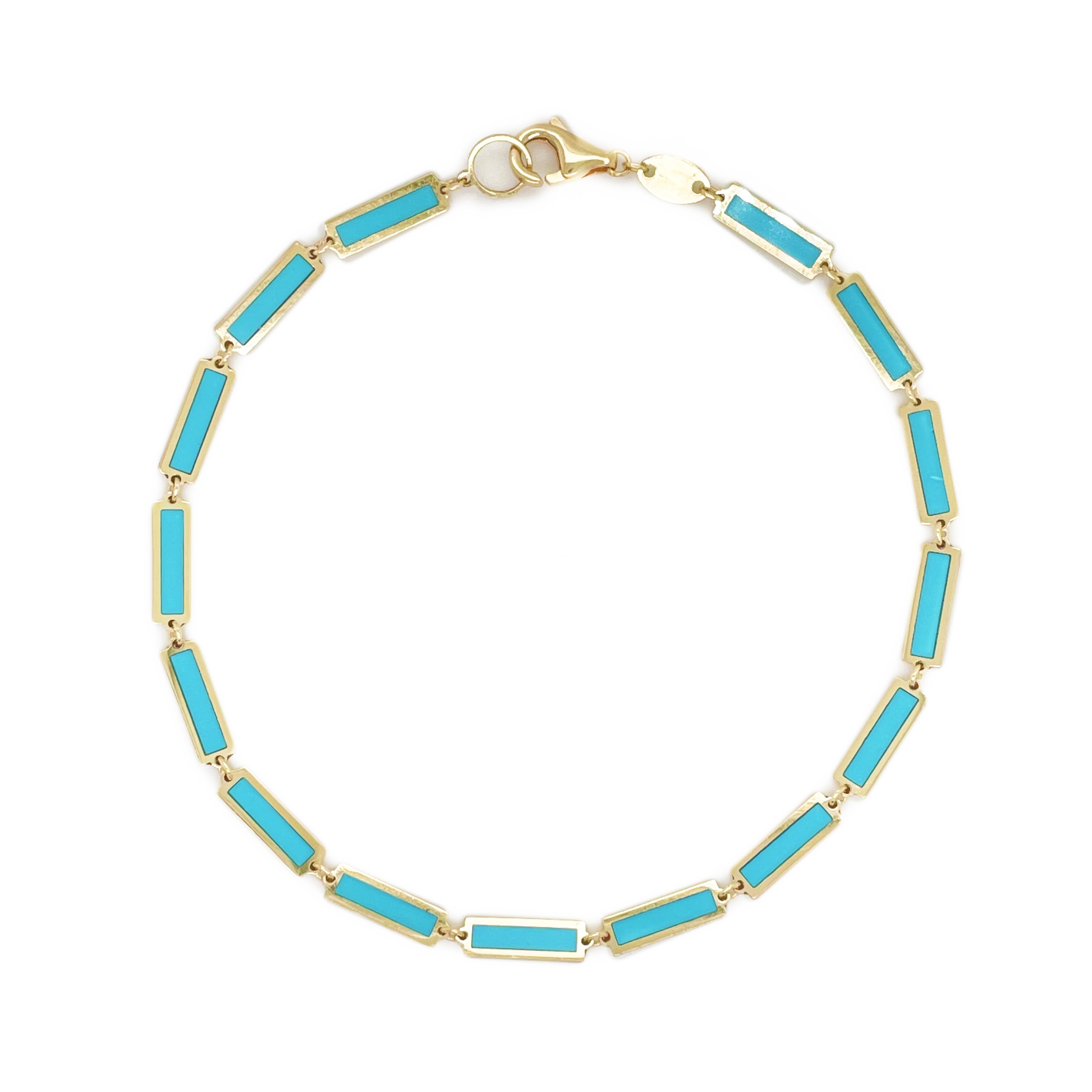 Joelle Collection Gemstone Inlay Stackable Bracelet 14K Gold - Amethyst, Turquoise, Malachite, Lapis
