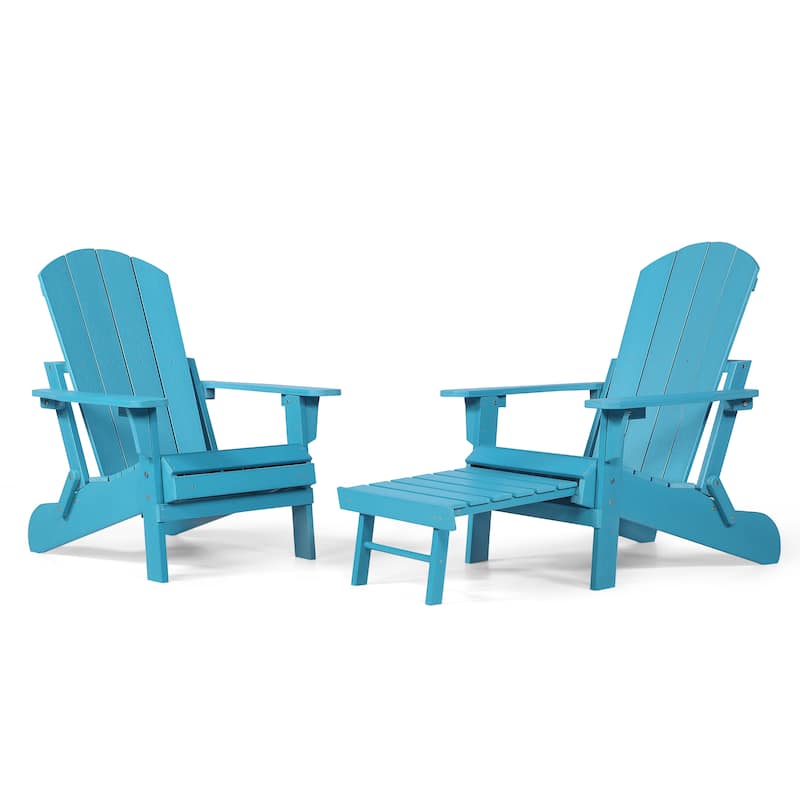 Hurley Folding Poly Adirondack Chair with Pull-out Ottoman (Set of 2)