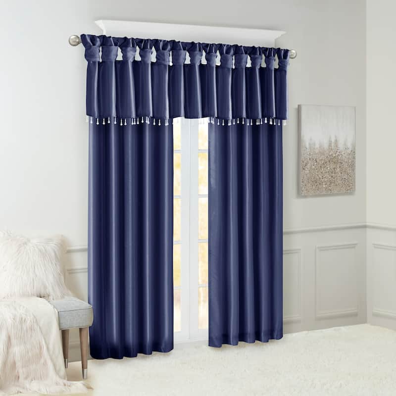Madison Park Natalie Lightweight Faux Silk Valance with Beads - 50x26"