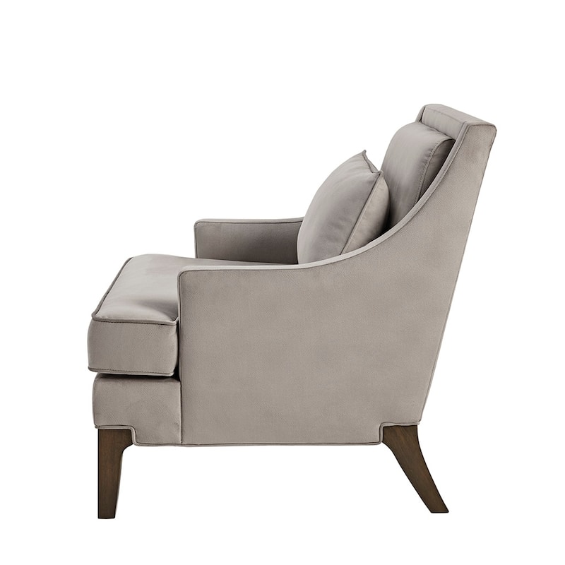 Single Sofa Chair with Curved Backrest and Solid Wood Legs