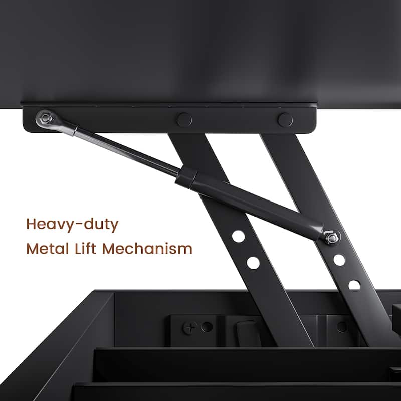 Coffee Table Lift Top 2 Drawers Hidden Compartment for Living Room