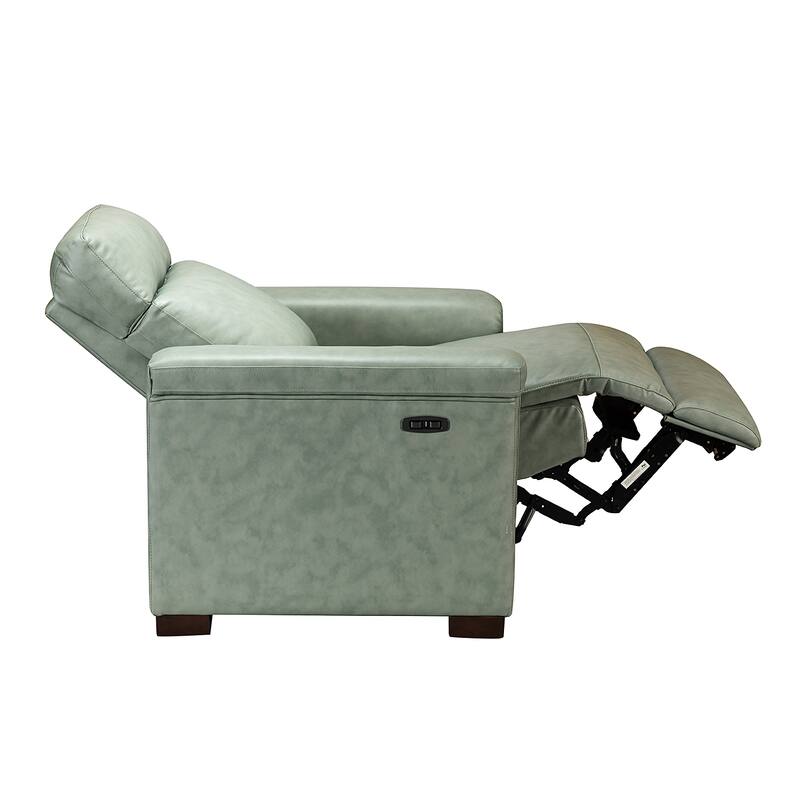 Alicia 34.65" Wide Contemporary Classic Genuine Leather Power Recliner With USB Port, Set of 2