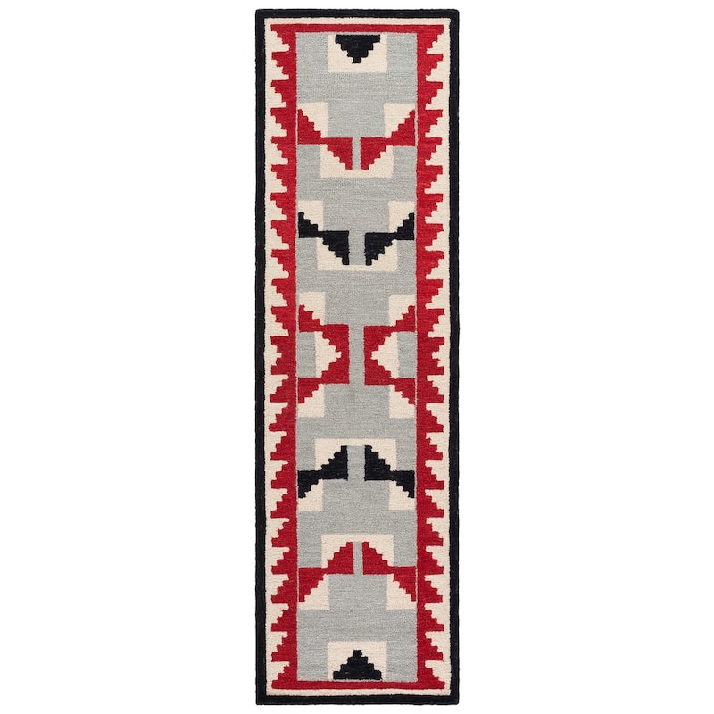 SAFAVIEH Handmade Kenya Ailbhe Wool Rug - 2'3" x 8' Runner - Red/Black