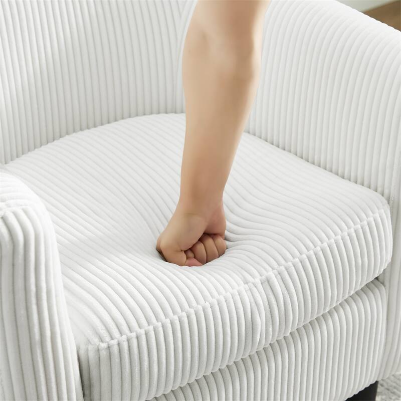 Upholstered Accent Arm Chair Corduroy with Ottoman Foot Rest