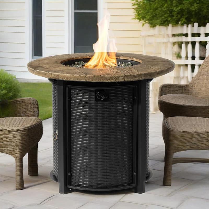 30" Propane Gas Fire Pit Round Steel Table with 50000 BTU
