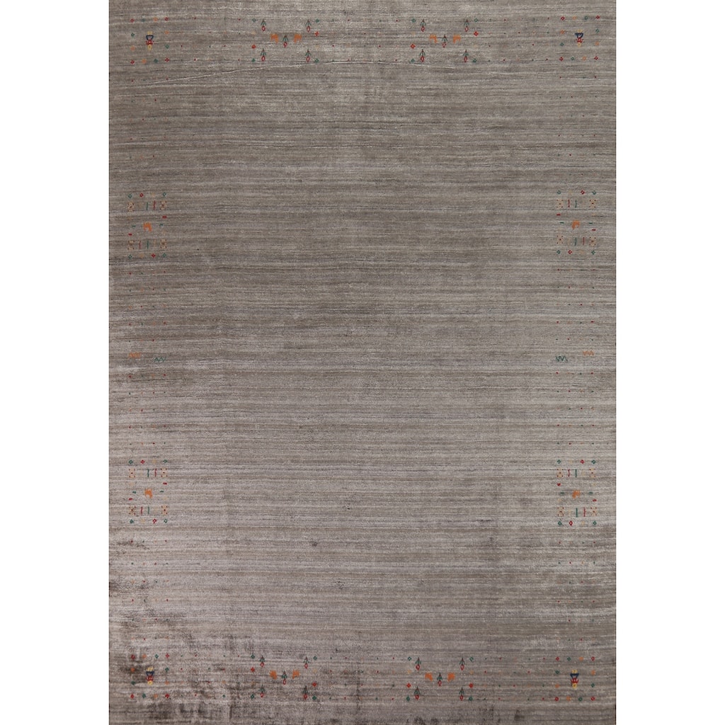 Hand Knotted Oriental 100% Wool Carpet Tribal Tribal Greys & Charcoal Gabbeh Area Rug - 11' 4'' X 8' 11''
