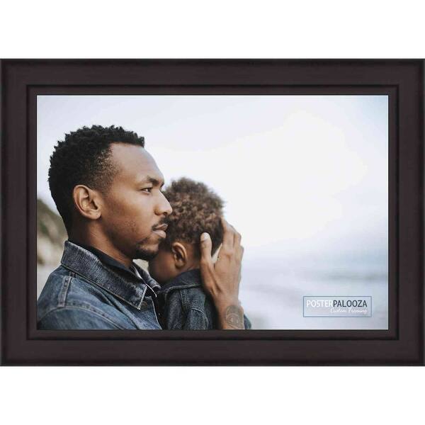 Poster Palooza 30x15 Traditional Pewter Complete Wood Picture Frame With UV Acrylic Plexiglass, Foam Board Backing & Hardware Included