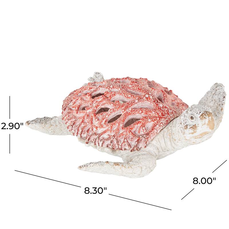 Polystone Textured Swimming Sea Turtle Decorative Sculpture with Red Shell - Reb or Blue