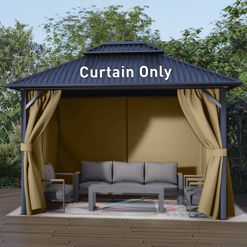 Aoodor Gazebo Curtain Replacement-Universal 4-Panel Sidewalls, Curtain Only