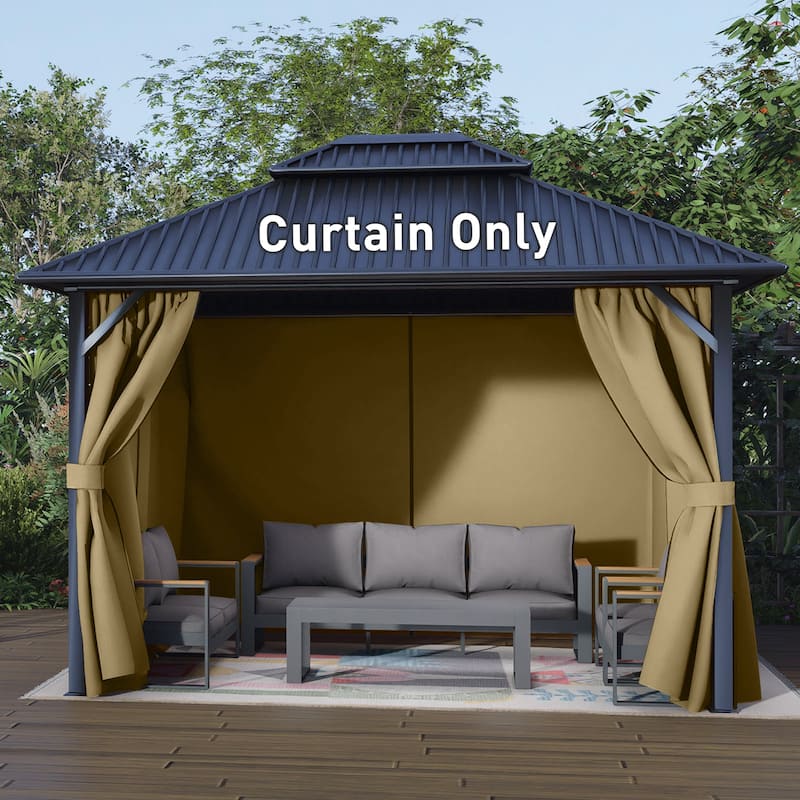 Aoodor Gazebo Curtain Replacement-Universal 4-Panel Sidewalls 10'x12', Curtain Only