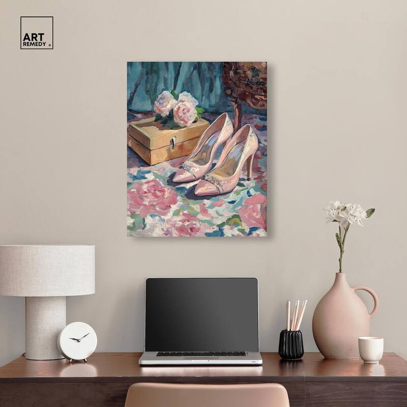 Shoes and the Roses Canvas by Art Remedy, Gallery Wrapped