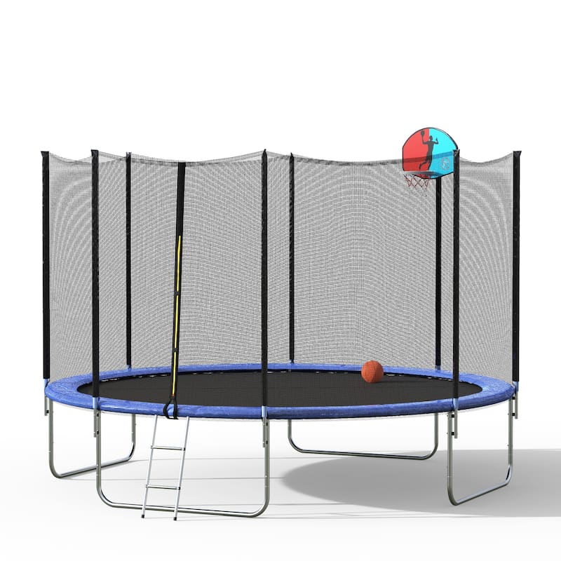 12FT Round Trampoline with Safety Enclosure Net