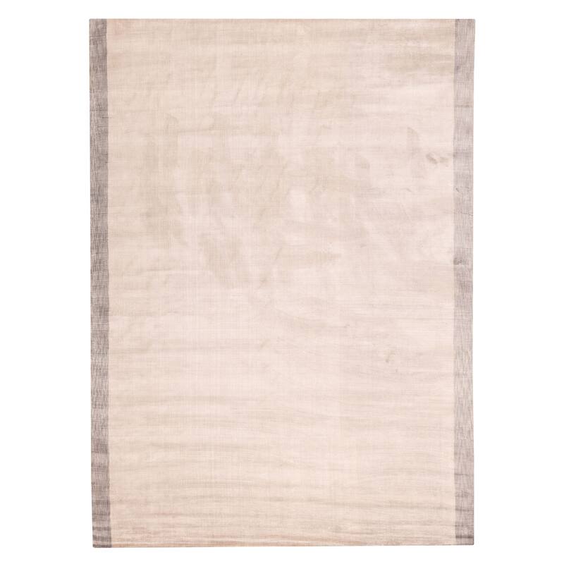 ECARPETGALLERY Hand Loomed Shimmer Light Grey Viscose Rug - 7'11 x 11'5