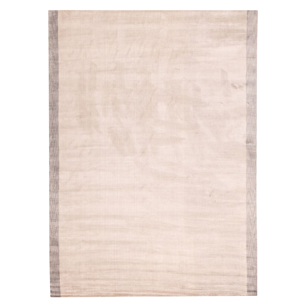 ECARPETGALLERY Hand Loomed Shimmer Light Grey Viscose Rug - 7'11 x 11'5