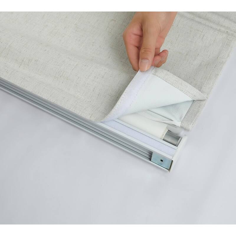 100% Blackout Roman Shade Belgian Linen Look Polyester Fabric