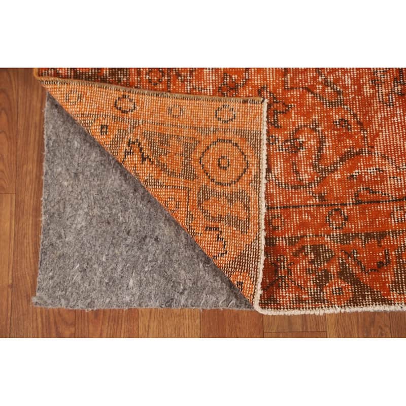 Orange Anatolian Distressed Turkish Vintage Rug Handmade Wool Carpet - 3'9"x 7'0"