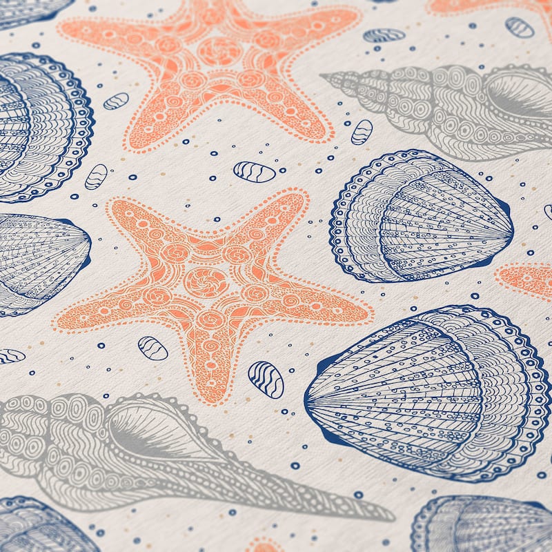 Indoor/ Outdoor Surfside Starfish Shells Washable Rug New