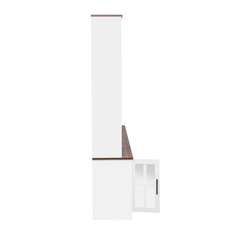 Modern 95.5" Wall Unit Entertainment Center with Bookshelves for TVs up to 80" with Electric Fireplace and Adjustable Shelves