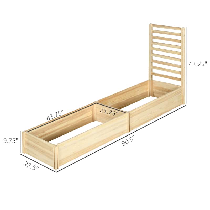 Outsunny Raised Garden Bed with Trellis for Climbing Plants, 43 Inch Wooden Box Planters for Outdoor Plants, Vegetables