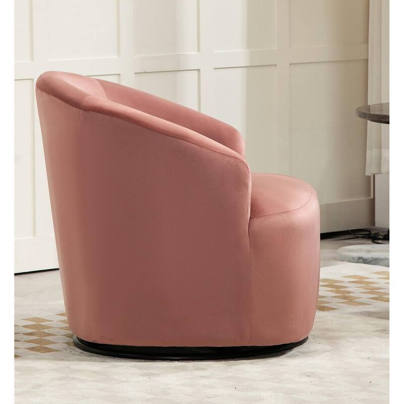 Accent Chair with Barrel-shaped Design and 360 Degree Swivel Feature
