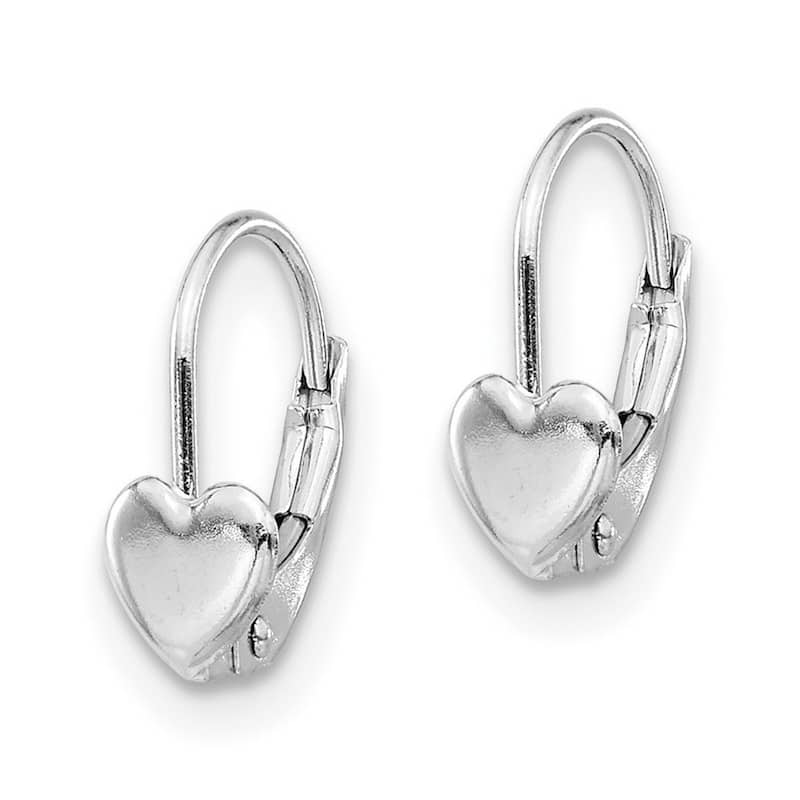 Curata 14k White Gold 11x5mm Polished Leverback Heart Earrings