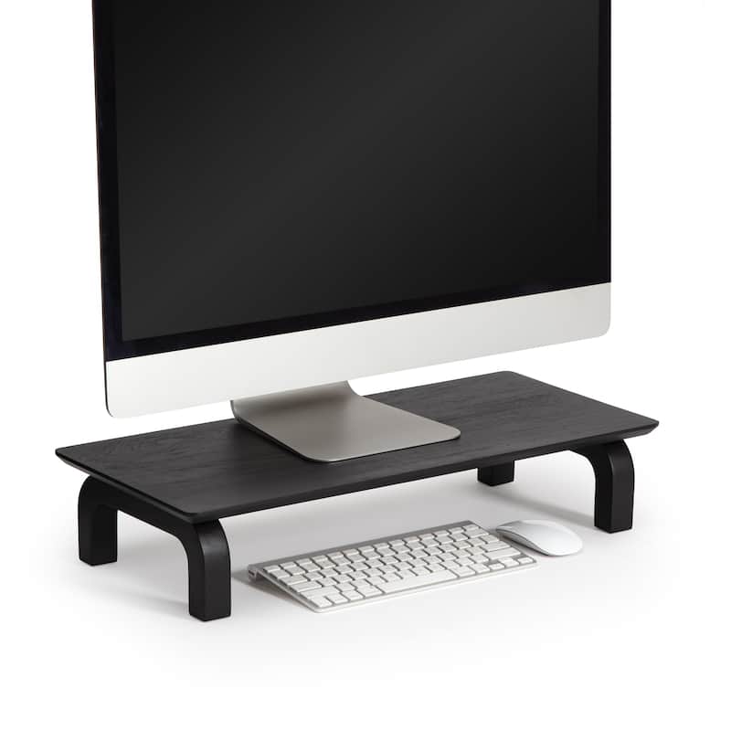 Jani Wood Monitor Stand Riser Desk - Ergonomic Design Stand, Desktop Organizer Table for Home, Office Workspace, Gaming Desk - Black